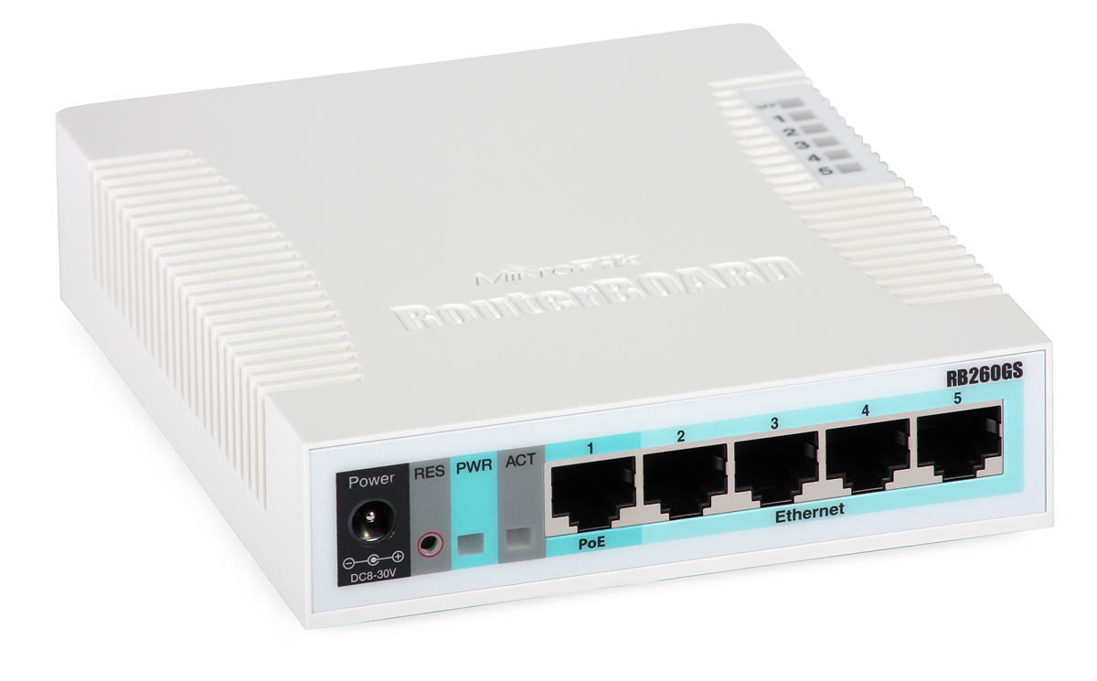Gigabit Switch MikroTik RB260GS (CSS106-5G-1S, 5x10/100/1000 Mbps ...